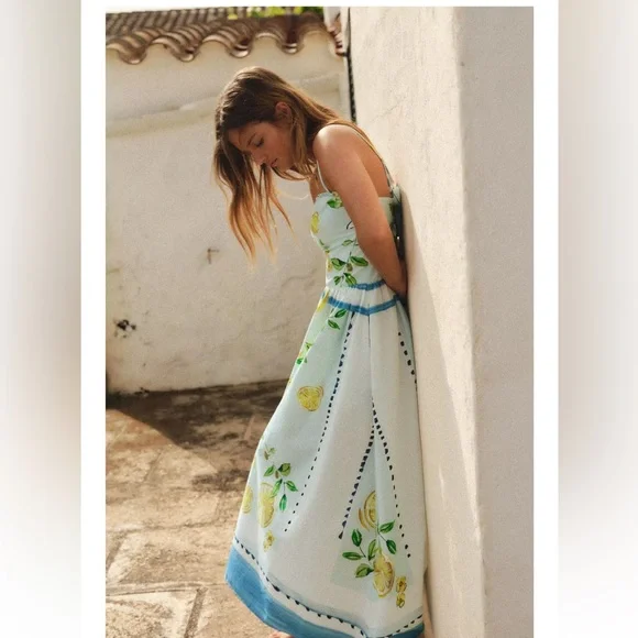 Zara Lemon Print cotton Dress NWT - Picture 10 of 13